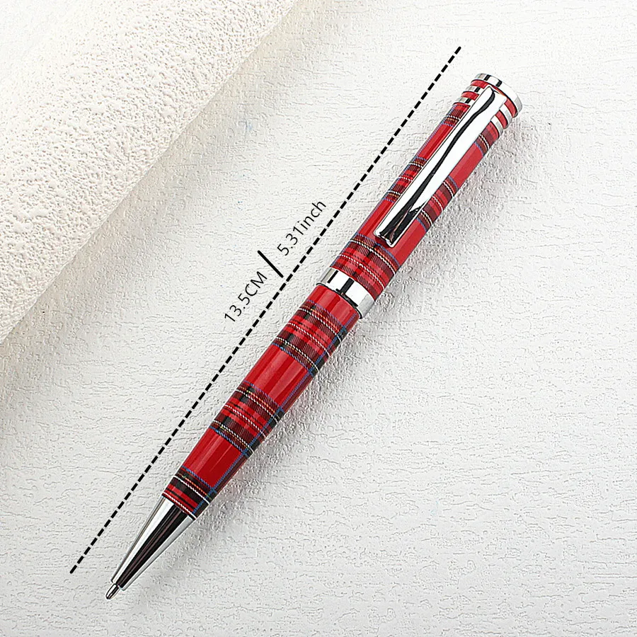 Office Pen Red Line Pattern Metal BallPoint Pen Student Stationery Office Supplies Pens for Writing