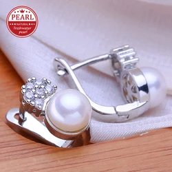 FENASY Natural Freshwater Cultured White Pearl 925 Sterling Sliver Stud Earrings for Women Jewelry Wholesale