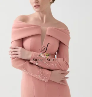 فساتين طويلة مخصصة مطرزة بالخرز على شكل حرف A مكشوفة الكتف مناسبة مخصصة للسهرات الرسمية الأنيقة ذات جودة عالية