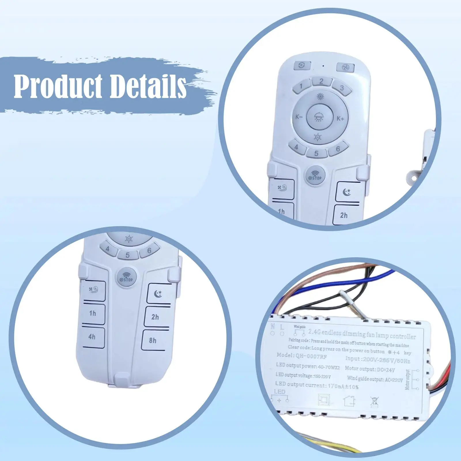 

Ceiling Fan Remoting Control Kit Six Wind Speeds Timing Reliable Replacement