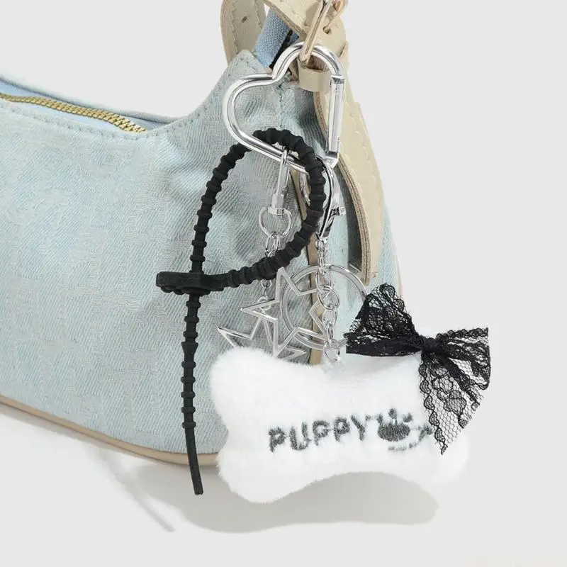 

X90D Contemporary Energetic Plush Keychain Charm Decorated Fish Bone Enhancing Daily Fun Outfits