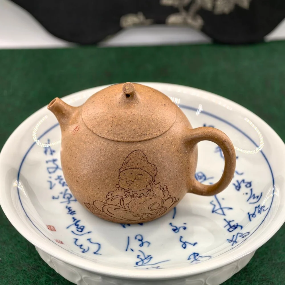 

Traditional Qie Gua Style Teapot Yixing Duan Clay Handmade High-Temperature Fired Rare Green Zisha Food-Safe Unique Design Tea