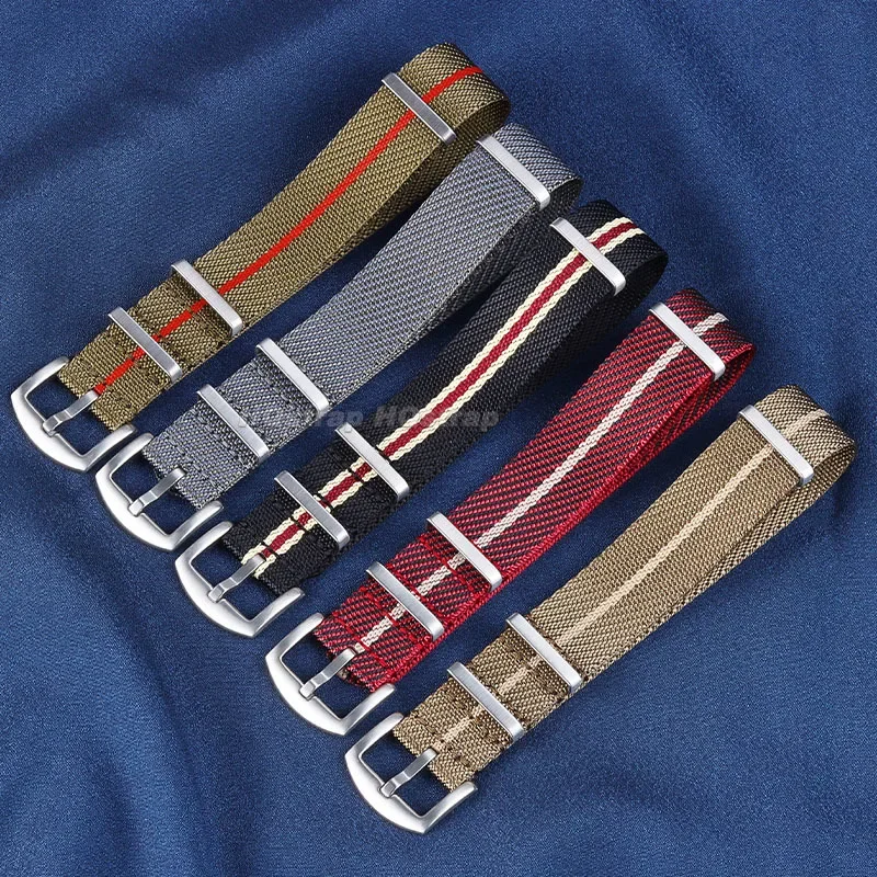 Correa de nailon de 18mm, 20mm y 22mm, correa de reloj de lona, pulsera deportiva suave y cómoda para correa de reloj de repuesto Universal Seiko