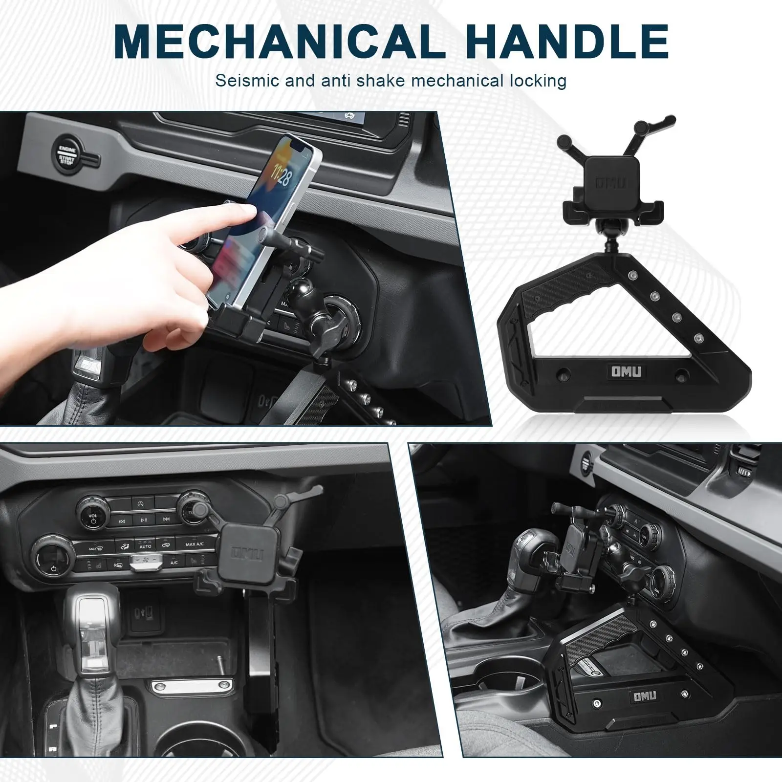 OMU 4x4 سبائك الألومنيوم وحدة التحكم المركزية مسند الذراع المقبض المقبض الهاتف جبل لفورد برونكو 2021-2023 قطع الغيار الداخلية #5