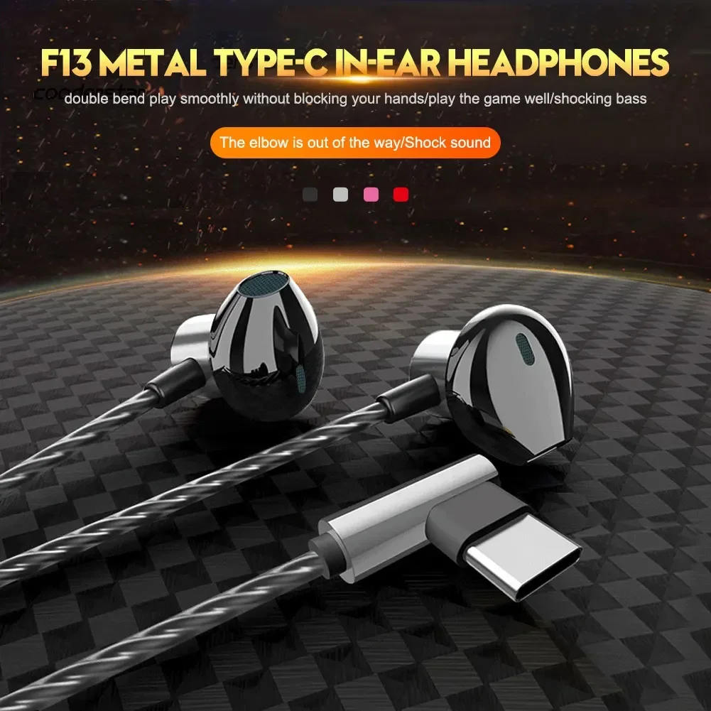 Ergonomische kabel gebundene In-Ear-Kopfhörer vom Typ C l Biege stecker Mobile Gaming Headset Metall-Bass-Sound-Kopfhörer für Huawei