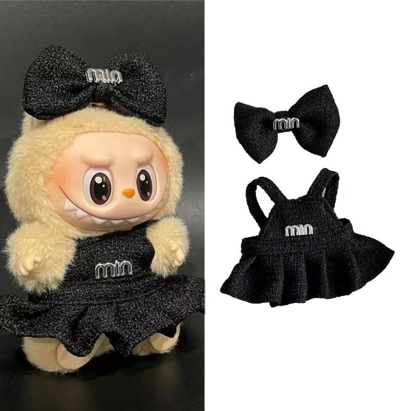 15 17cm For Labubu Doll Luxury Sweet Style Dress Skirt Outfit Clothes With Bow Inverted Triangle Dress Shoes Set Ropa Clothing