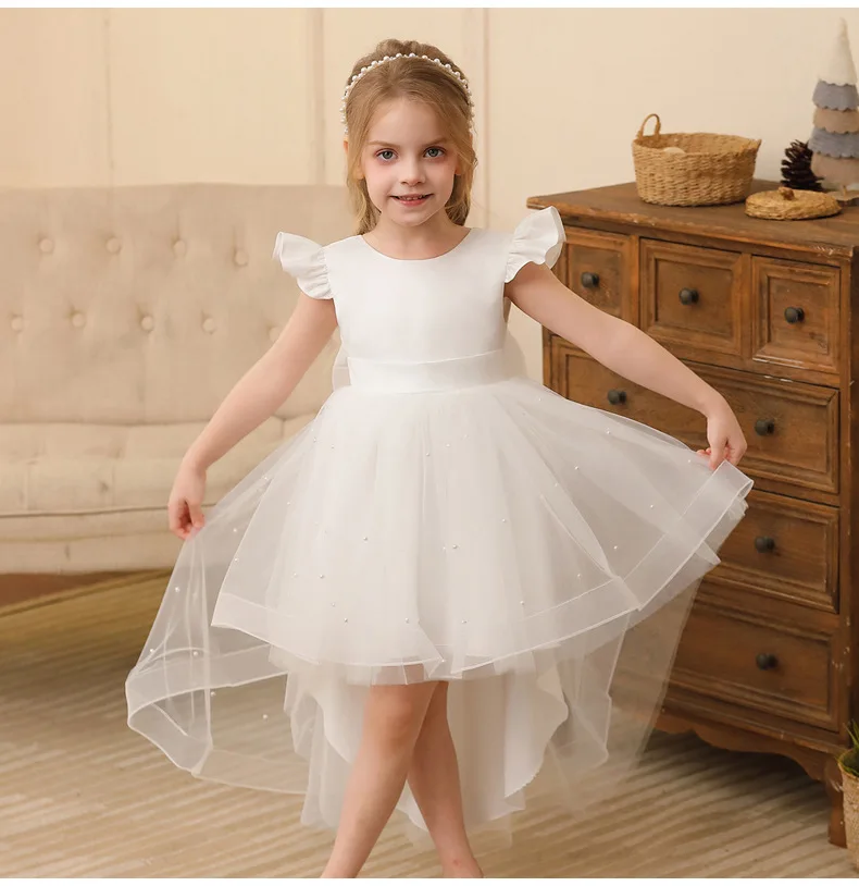 Vestido Formal de princesa rosa para niños, elegante vestido de baile con purpurina, vestidos de fiesta de cumpleaños para niñas de 2 a 10 años