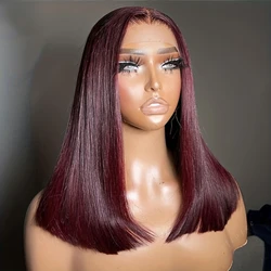 Dark Burgundy 99J Lace Front Bob Wig Human Hair 13x4 Lace Frontal Short Bob Wig Transparent Lace Straight Human Hair