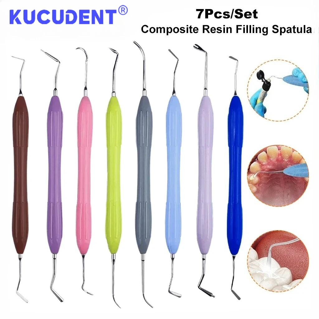 7pcs/set Dental Composite Resin Filling Set Spatula Aesthetic Restoration Set Resin Filler Kit Dentist Restoration Spatula Tool
