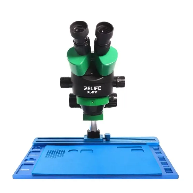 

RL-M3T-004N Stereo Microscope+SS-033 Light Source+0.5CTV Adapter+MC1 4K HD Came ra for Mobile Phone Jewelry Repair