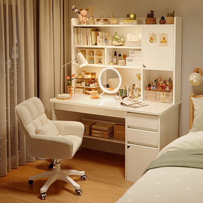 Desk bookshelf integrated household with bookcase combination simple student writing study table bedroom desktop computer table