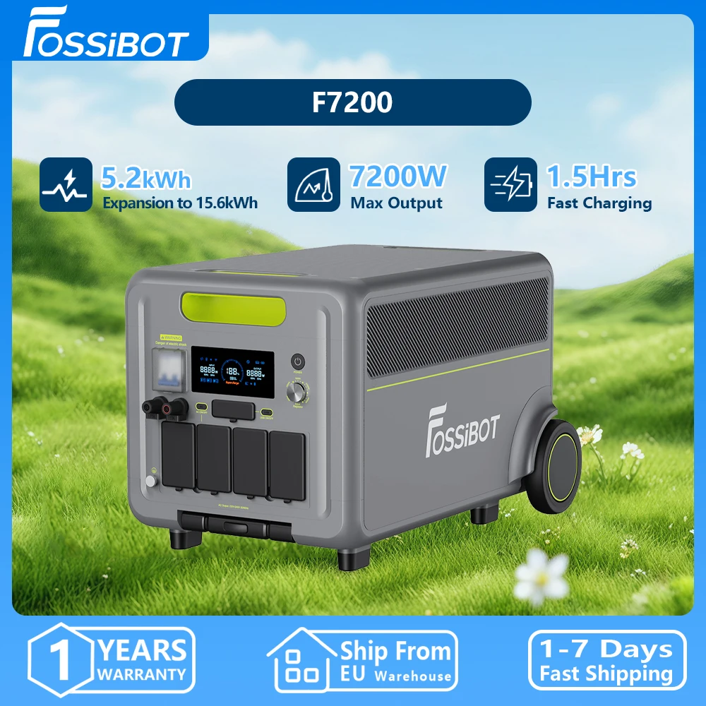 FOSSIBOT f7200 Tragbare Powerstation 7200W, 5,2kWh Erweiterbar auf bis zu 15,6kWh, Langlebige Batterie, Solarenergie für Zuhause, Outdoor-Camping, Wohnmobil, Notfälle