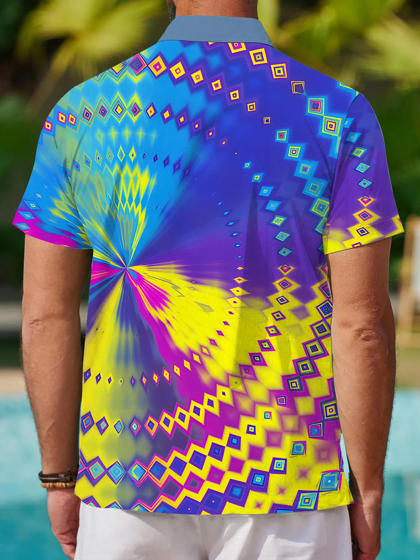 Hawaiian Men's Casual Fashion Short Sleeve Shirt New Pattern Novel Color Bright Color