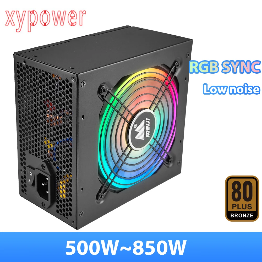 

XY 600W 650W 750W 850W 700W 500W PC BRONZE Medal RGB PSU Unit Black Game Mute 120mm Fan ATX Desktop Power BTC Computer