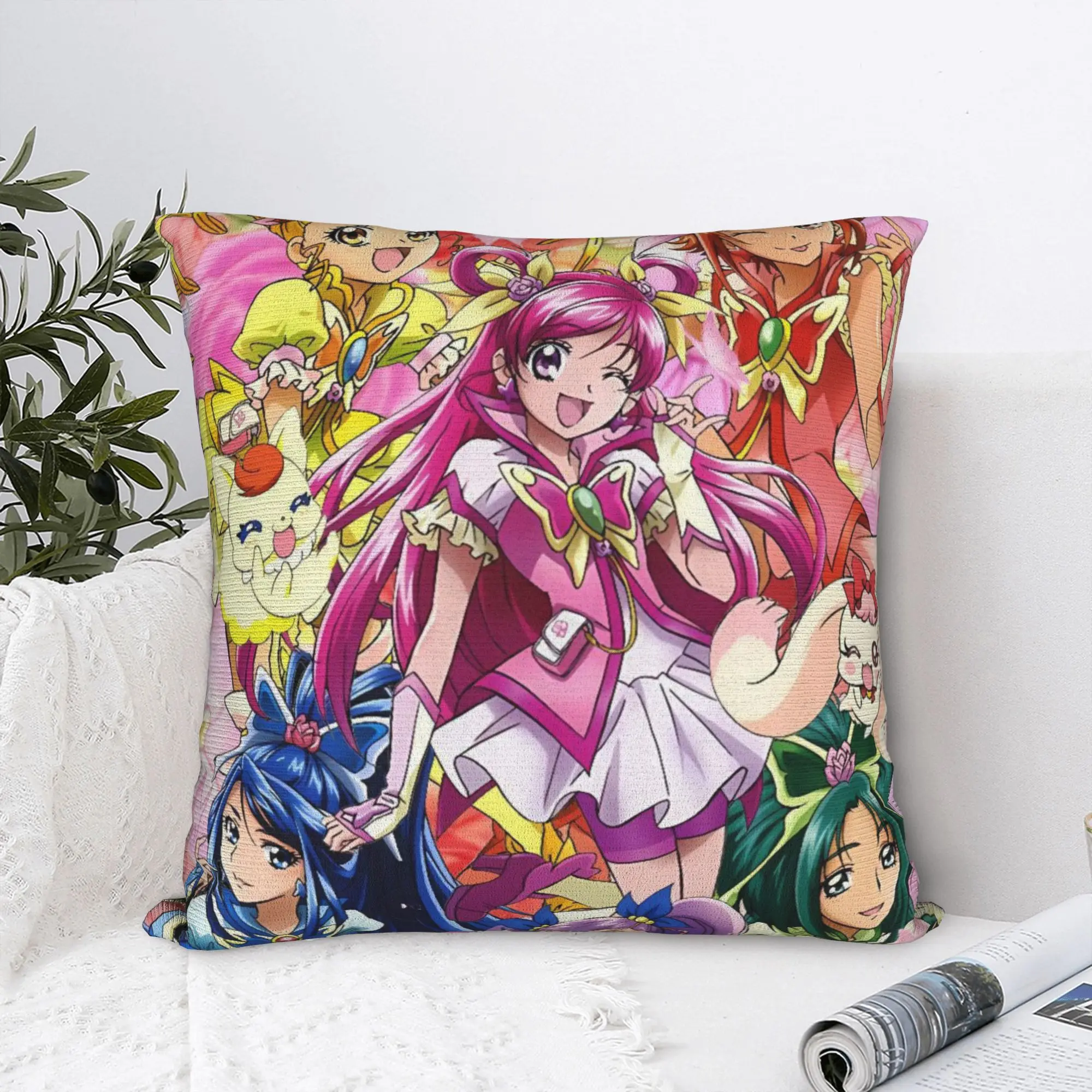 Pretty Cure Pillow Case  Soft Pillow Cover For Sofa Home Decoration Kawaii Cushion Cover