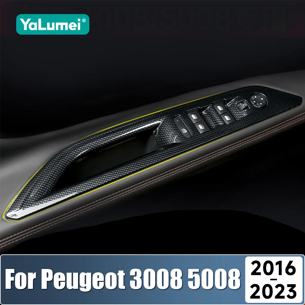

Car Window Glass Lift Switch Button Panel Cover For Peugeot 3008 5008 GT Hybrid 2017 2018 2019 2020 2021 2022 2023 Accessories