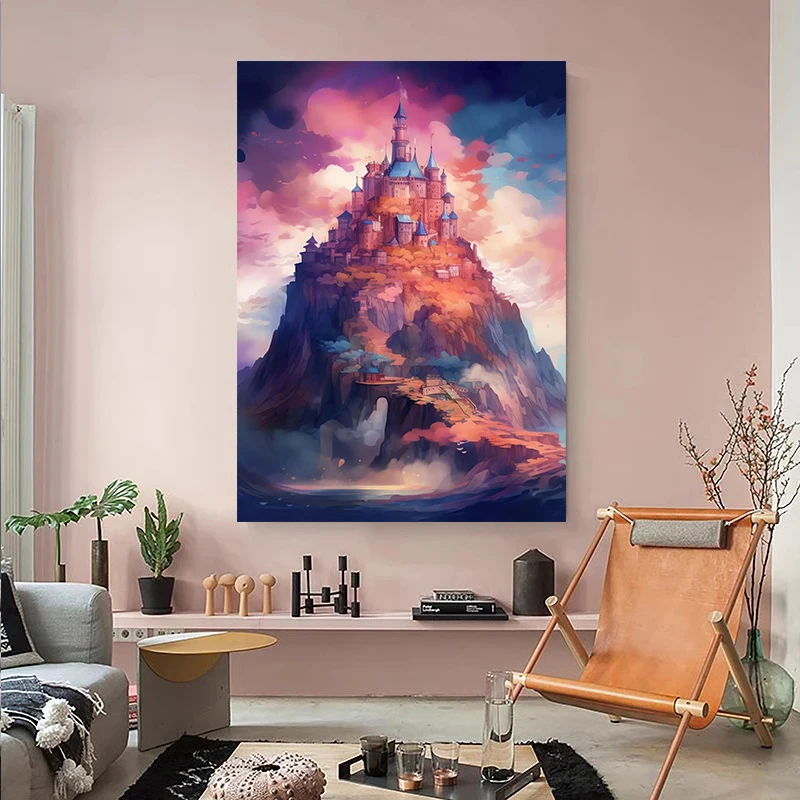 Unicorn Dream Poster Castle Forest Fantasy Unicorn Vintage Canvas Printing Wall Art Decoration Painting Home Room Decoration