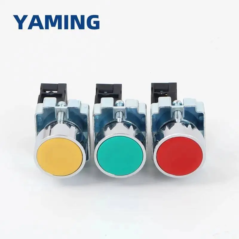 XB2-BA31C BA31C Testa piatta 22 mm Verde Rosso Giallo Reset Pulsante momentaneo Interruttore a pulsante di avvio Contatto argento