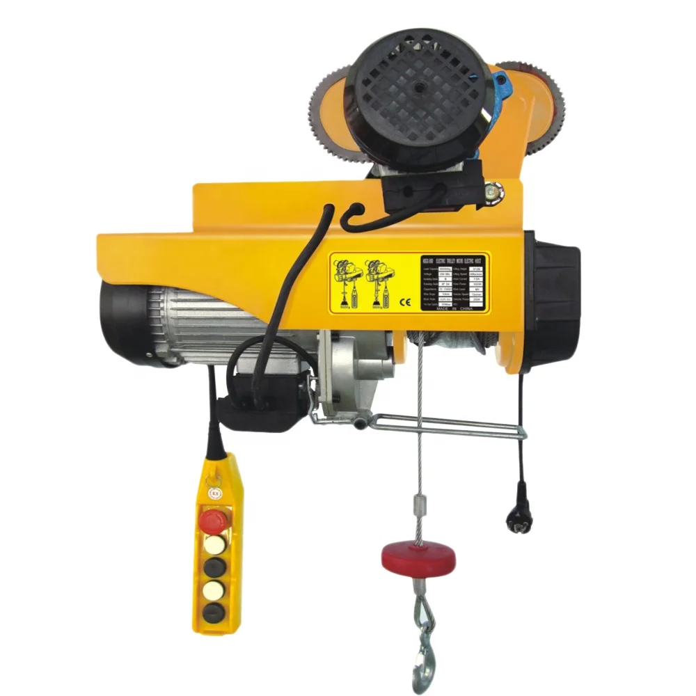 electric wire rope hoist with trolley 500kg capacity,25m wireless remote controller mini  