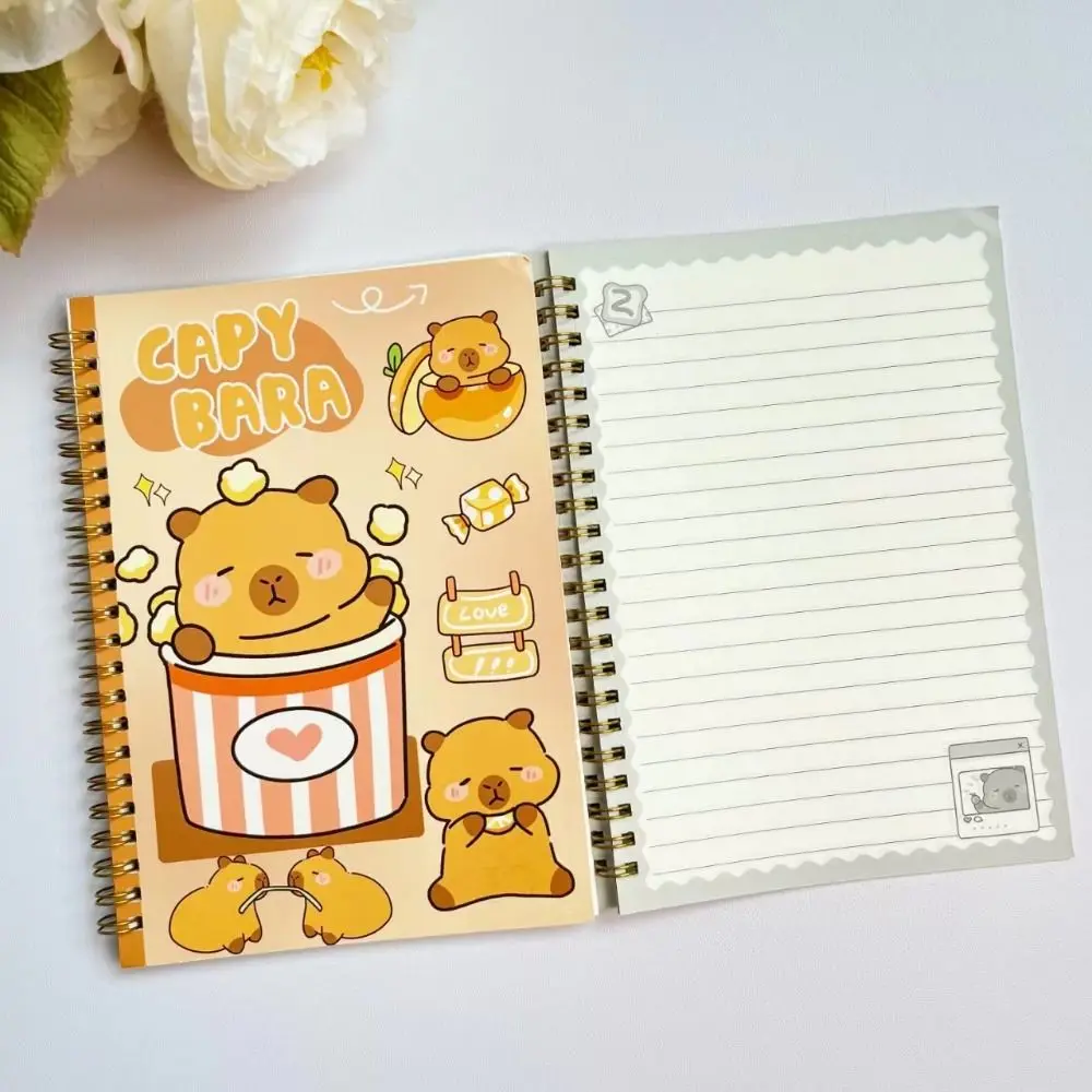 Cartoon A5 Lose blatt Notizbuch horizontale Linie Capybara Ring Binder Notizblock Journal Planer Lern zubehör