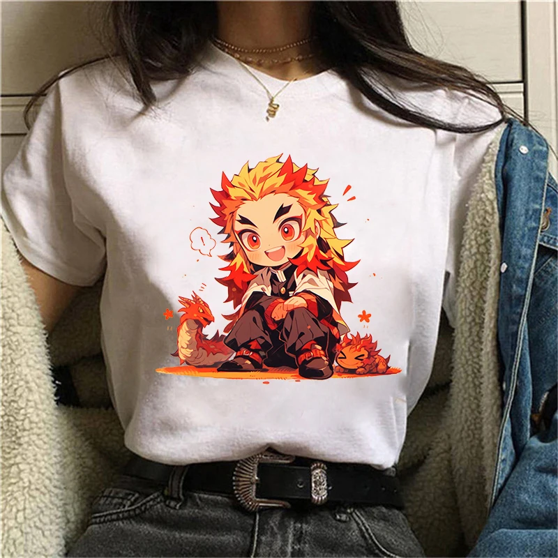 Новая рубашка с принтом аниме Rengoku Kyoujurou, футболки, летняя футболка с коротким рукавом, модная индивидуальная уличная одежда, повседневные топы