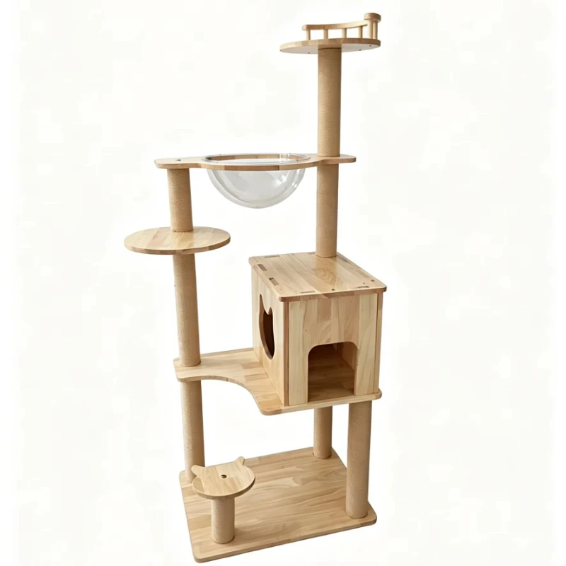 Easy-to-assemble cat tree, modular cat climbing tower with space capsule