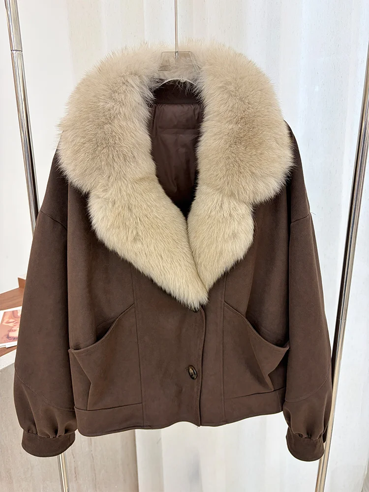 Women Loose Parka Real Fur Collar Goose Down Jacket Liner Winter Puffer Coat Big Oversize Warm Outerwear