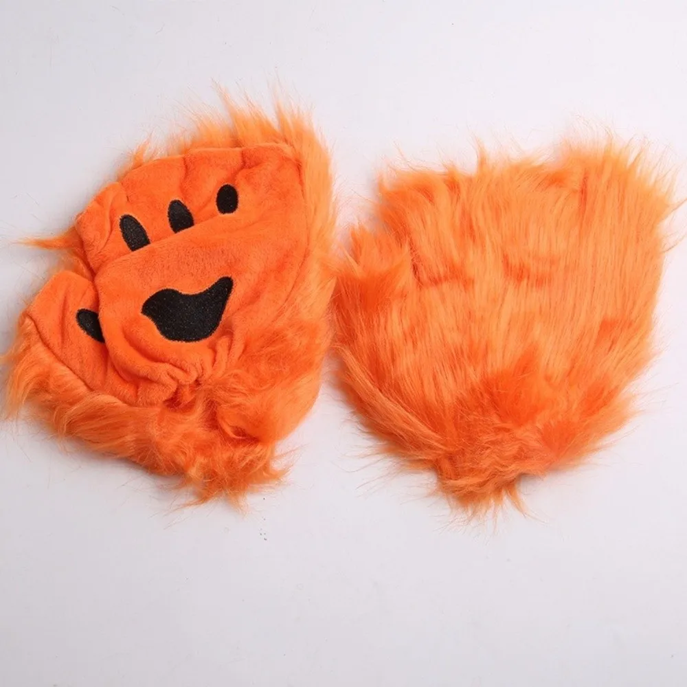 Raptor Claw Polyester Halloween Gloves Half Finger Animal Bear Paw Gloves Scary Cosplay Costume Cat Paw Mittens Winter