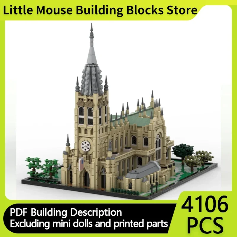 Street View Model MOC Building Brick The Beautiful Church Of New York Modular Technology Gift Holiday Assemble Children Toy Suit