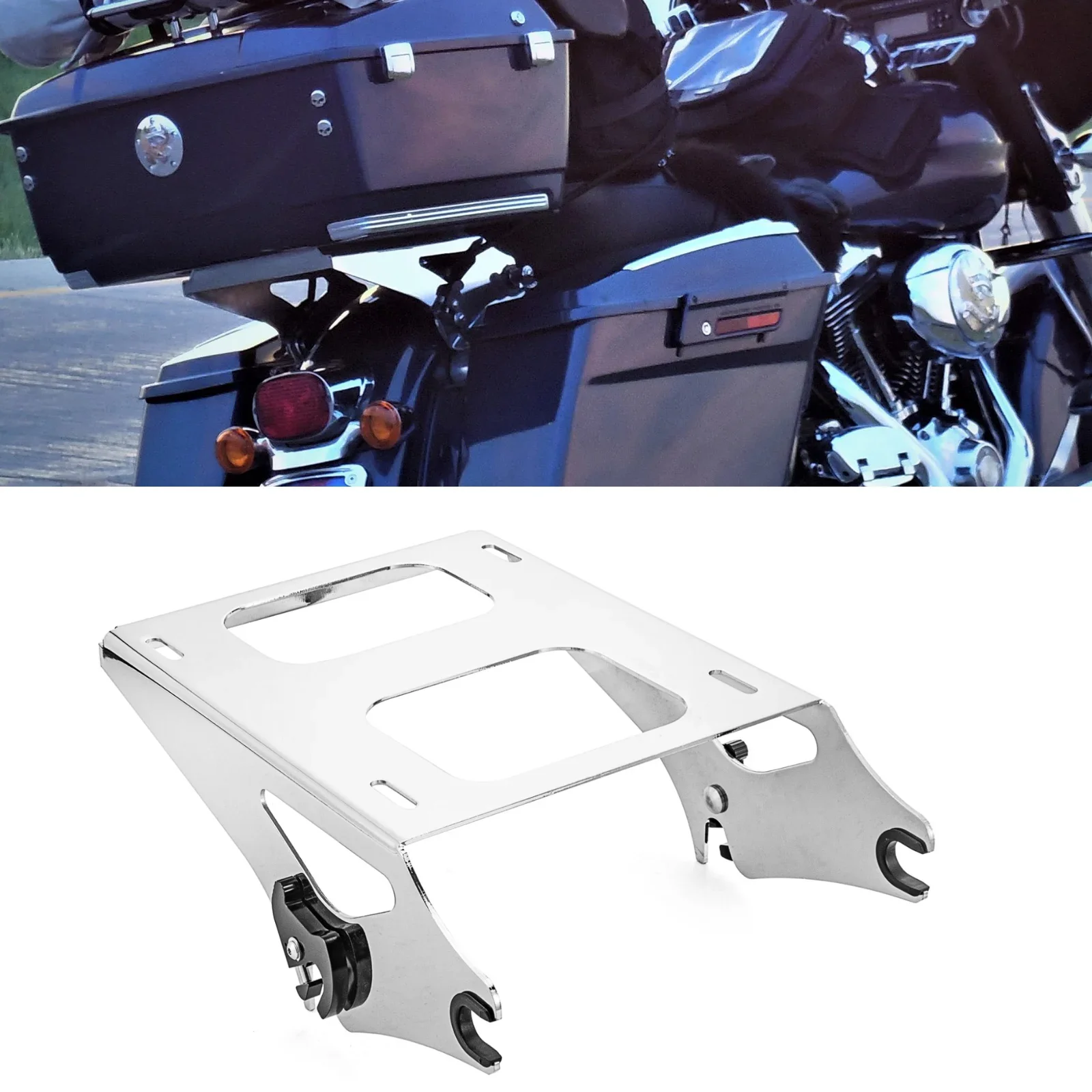 Chrome Two Up Tour Pak Pack Mount Luggage Rack For Harley Touring FLH FLHR 2014-2024 Motorbike Accessories Heavy Duty Steel