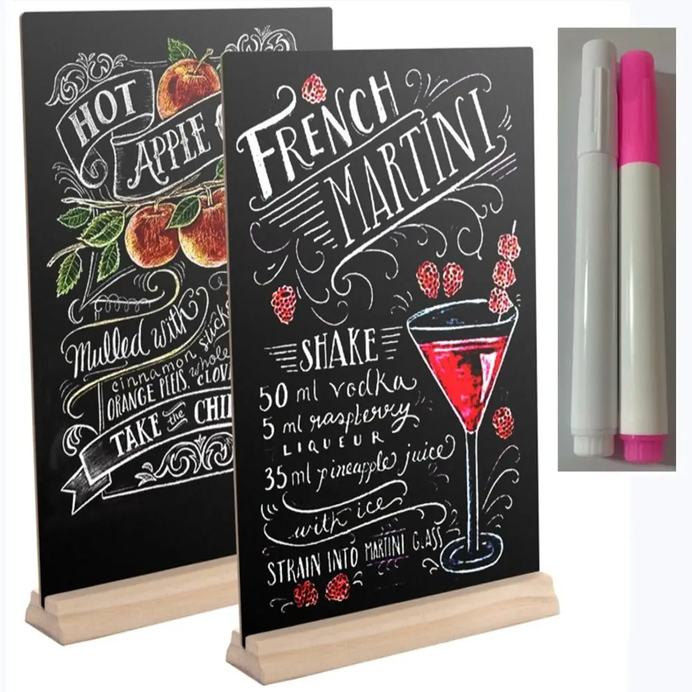 4Pcs Tabletop Chalkboard Sign with Base Stand Menu Chalk Board Sign Store Food Signs, Message Boards