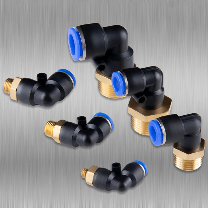 1~50pcs PL4/PL6/PL8 M6~M14 Brass Pneumatic Mold Quick Connector PL Elbow Metric Coarse And Fine Teeth