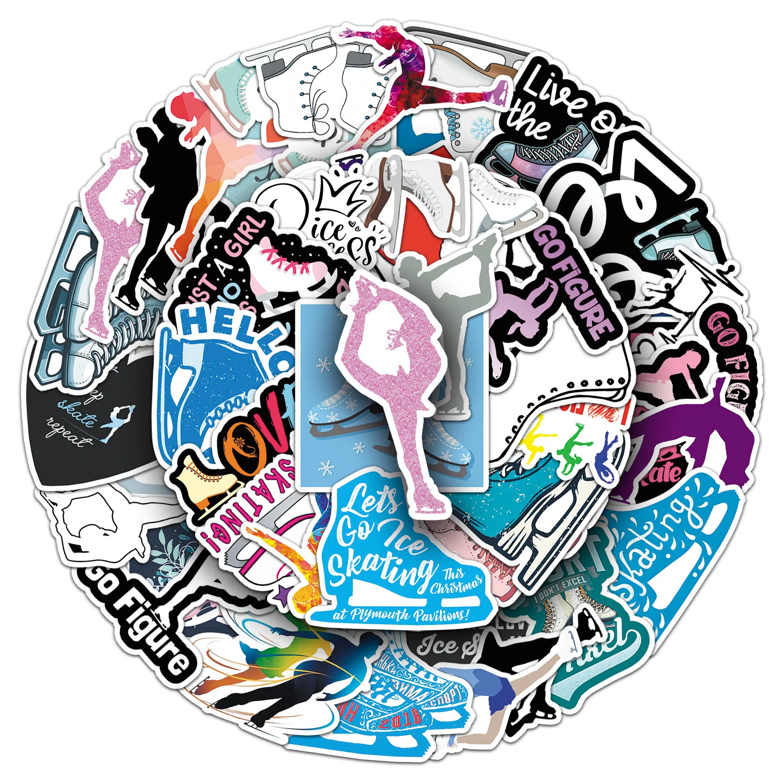 

50PCS Skating Sticker Sports Ice Sports Cartoon LOVE DIY Decorative Notebook Phone Case Gift iPad Waterproof Sticker Kids Toy