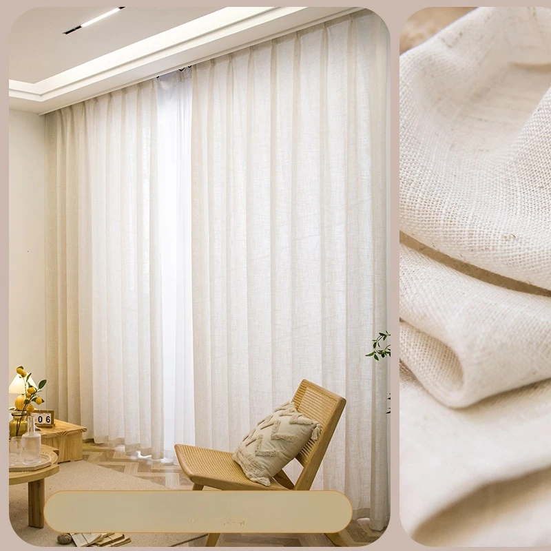 

Modern Thick Linen Tulle Fashion Simple Sheer Curtains for Living Dining Room Bedroom Decor Window Yarm 창문커텐 European Blackout