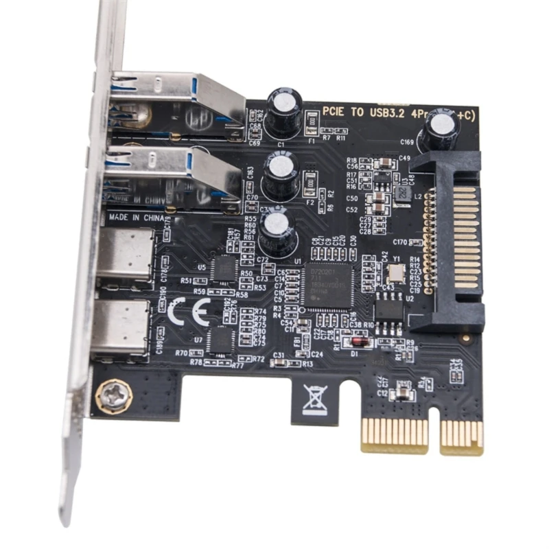 PCIE 1X ถึง USB 3.2 Gen1 ประเภท C + USB หัวต่อแผงด้านหน้าสำหรับคอมพิวเตอร์พีซี