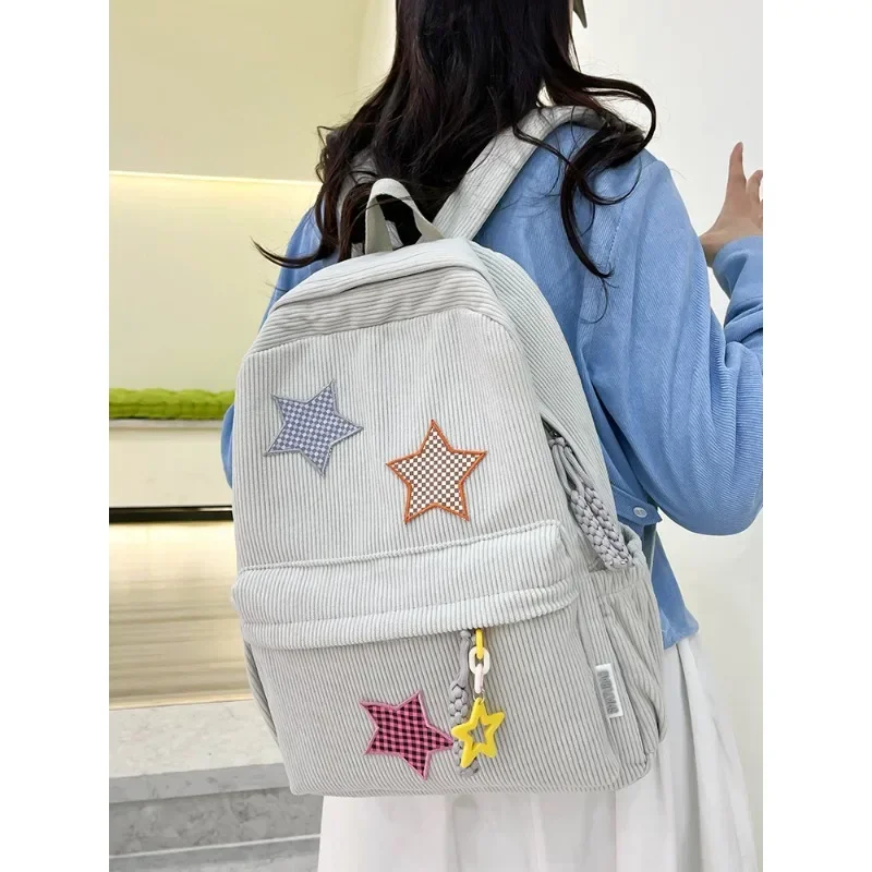 Mochila escolar de PANA con decoración de estrellas para niñas y niños, morral de color liso con cremallera, gran oferta, 2024