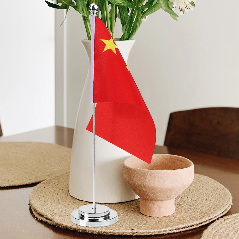 

2pcs Flagpole Flag Display Bracket Silver Desktop Stand Sturdy Holder Base Table Flag Display Bracket Home Office Use