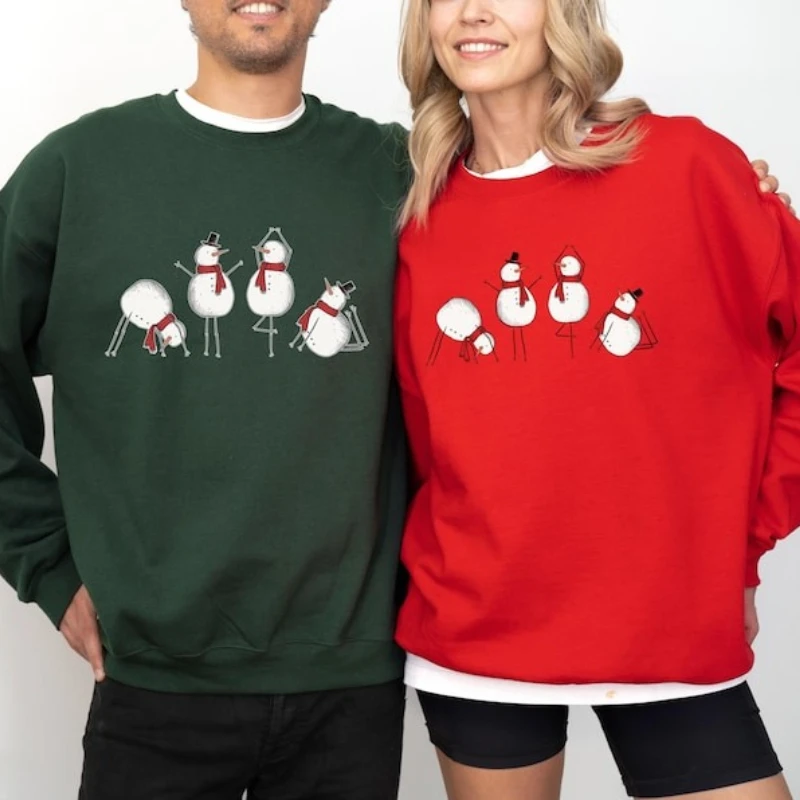 

Рождественский свитшот со снеговиком, толстовка для йоги, рождественский милый свитер со снеговиком, толстовка на молнии, рождественский подарок для любителей йоги, забавная толстовка
