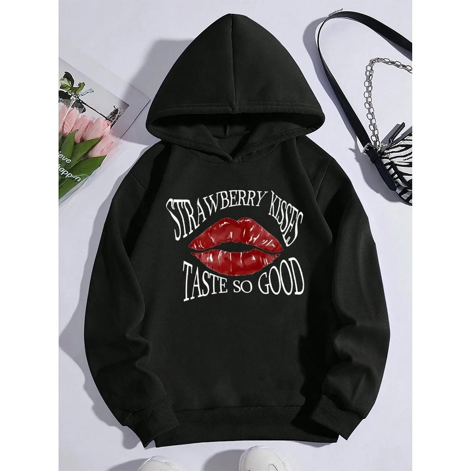 

Women's Printed Hoodie Sweatshirt Long Sleeve Pullover For Autumn Winter Casual Wear, Polyester Fabric, Loose Fit, Comfortable S