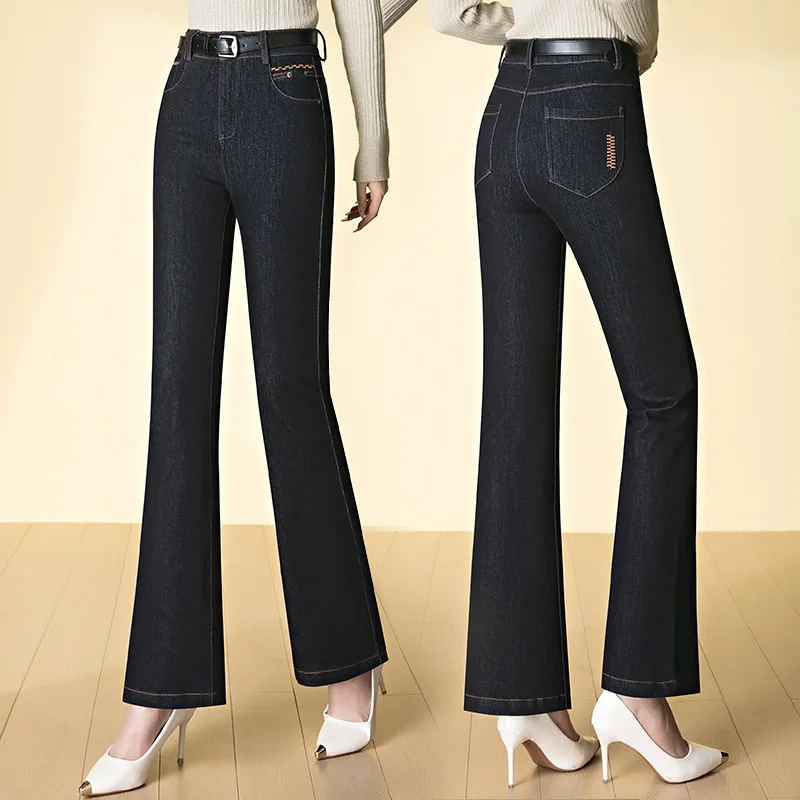 

Джинсы женские Hesheng с высокой талией, расклешенные, из денима, нелиняющие, универсальные, модные, повседневные, прямого кроя, коллекция Осень 2025