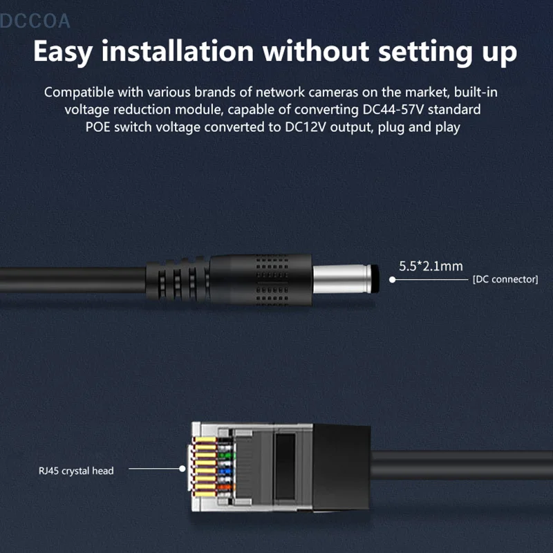 Adaptador de Cable divisor de fuente de alimentación para Huawei Hikvision, accesorios de bricolaje, conectores POE de 48V a 12V, inyector, nuevo, 2019