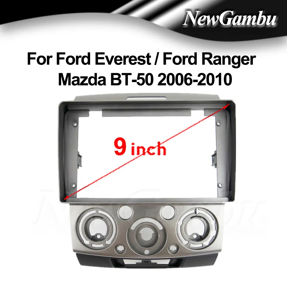 NewGambu 9 Inch Car Radio FIT For Ford Everest Ford Ranger Mazda BT-50 2006-2010 DVD GPS PC Plastic Fascia Dashboard Plane Frame