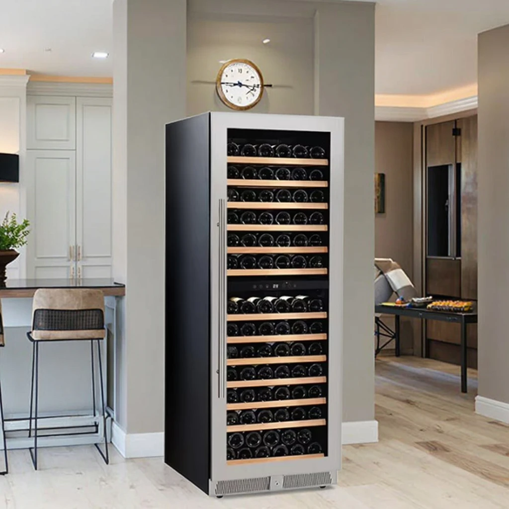 

143 Bottles 375L Office Stainless Steel Black Color Built Wine Cellar Compressor Wine Cooler Wine bar Refrigerator
