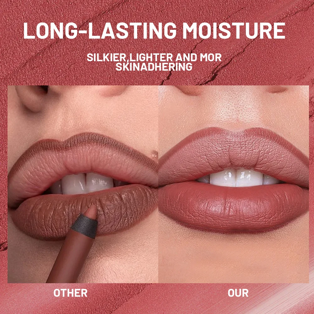 Crayon à lèvres lisse et mat, crayon à lèvres de précision, imperméable longue durée pour une contour et une remplissage précis des lèvres colorées