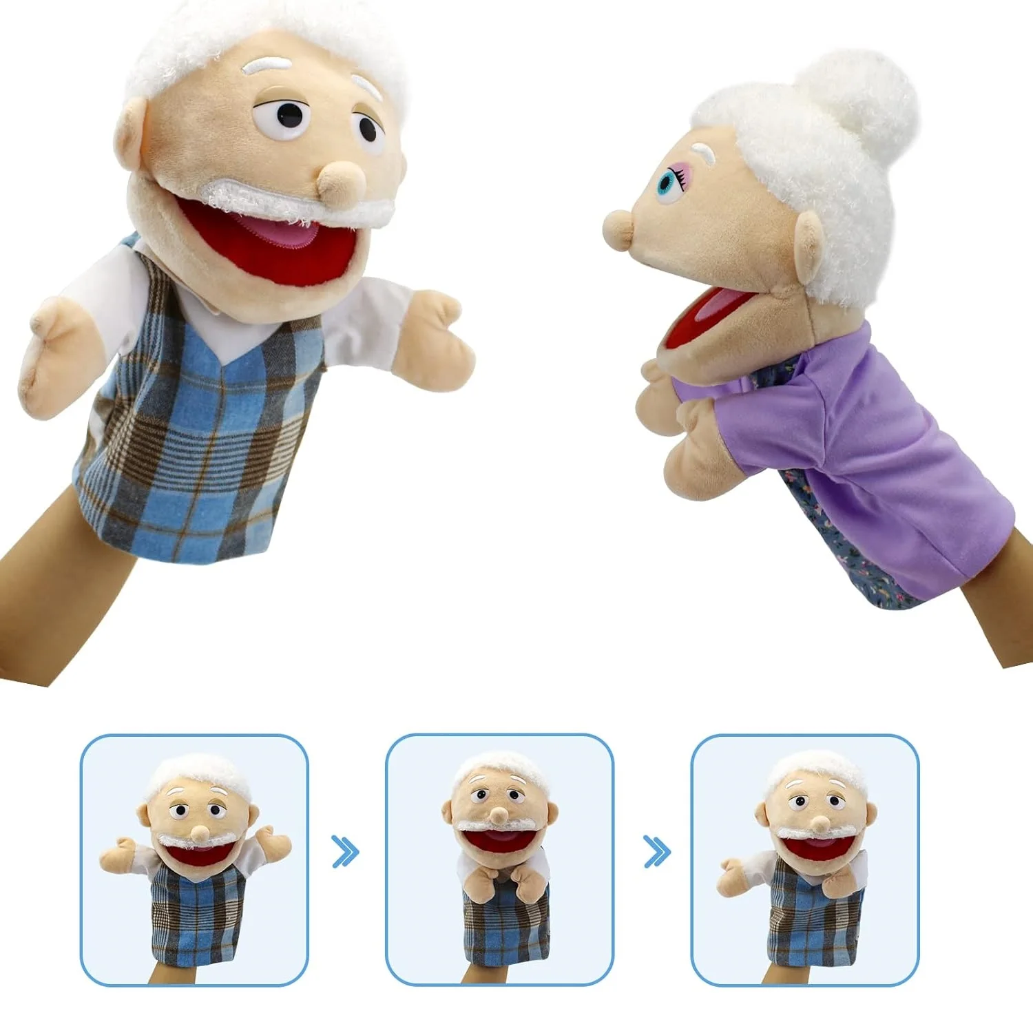 دمى يد الجد - دمى يدوية قطيفة ناعمة ألعاب تفاعلية لعب الأدوار رواية القصص للأطفال، اللعب الخيالي