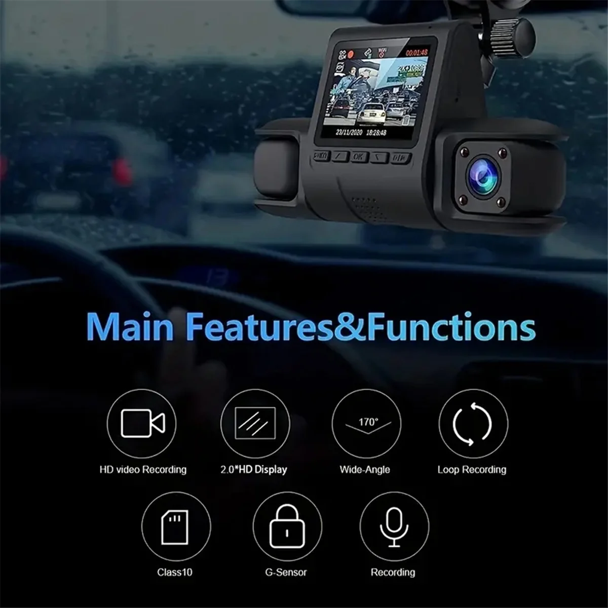 جديد 3C-Car DVR كاميرا 3 عدسة الكاميرا سيارة DVR عدسة مزدوجة كاميرا 1080P HD داش كاميرا مسجل فيديو 24H ركن السيارات داشكام