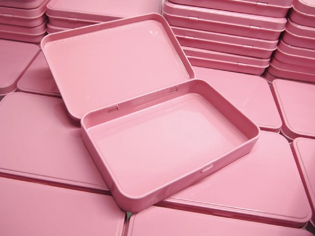 1PC Pink Metal Siamese Box Candy Packing Boxes Small Eye Shadow Cosmetic Storage Container Coin Earrings Headphones Gift Box