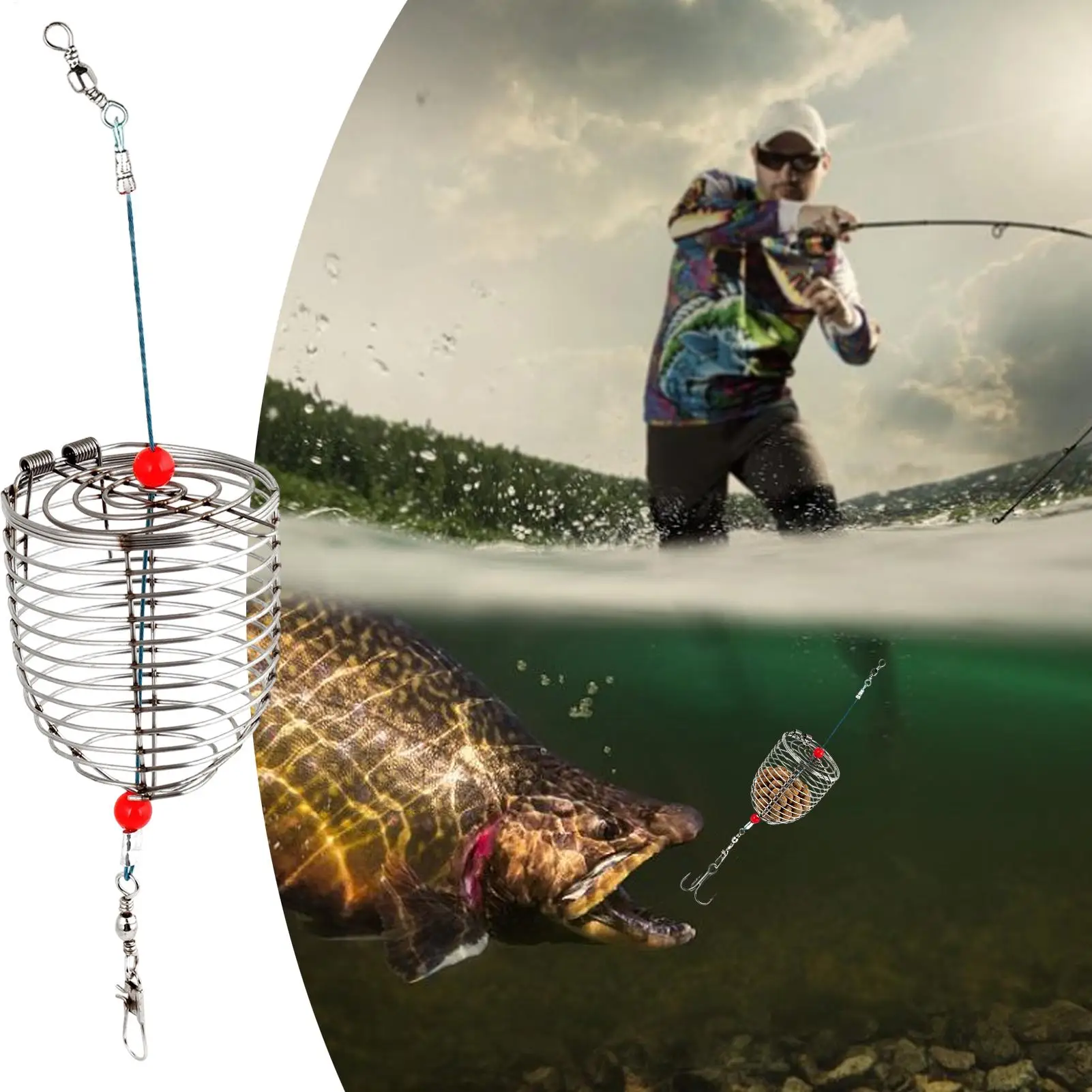 Fishing Bait Cage Bait Fishing Feeding Trap Stainless Steel Reusable Fishing Cage Small Trap Basket For Fresh Water Saltwater
