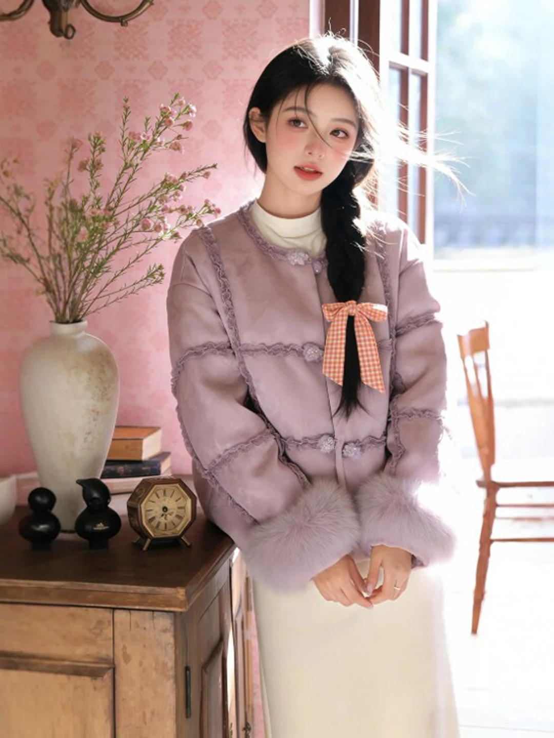 

Корейская уникальная короткая хлопковая куртка с круглым вырезом, модная верхняя одежда, весна 2025, женская, свободного кроя, для повседневной носки