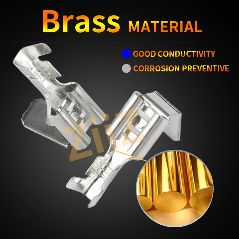 100/200Pcs lot 4.8mm 6.3mm Anti-back Strap Plug Spring Cold-Pressed car Terminal connectors Wire brass Joint DJ6212-6.3 ZiiZ